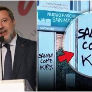 Genova, sui muri la scritta "Salvini come Kirk". Il vicepremier: "Non ho paura"
