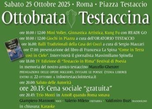 Roma, torna l’'Ottobrata Testaccina': festa di quartiere tra memoria, cultura e socialità